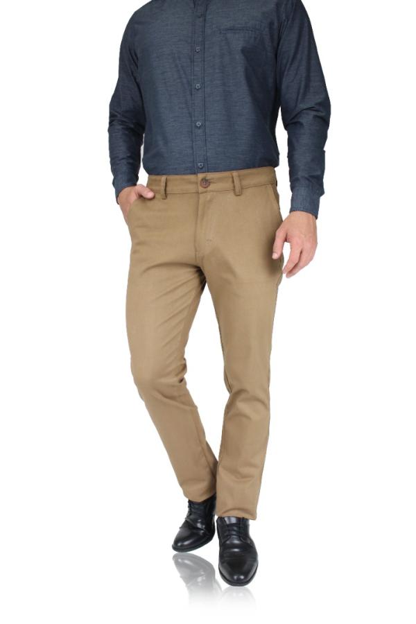 Pantalón De Vestir Camel Slim Fit De Algodón Stretch Para Hombre